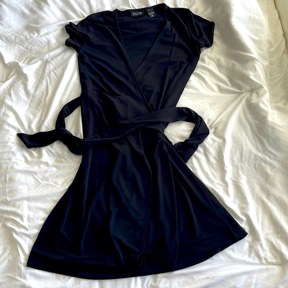 New York & Company Crisscross Black Dress Size M